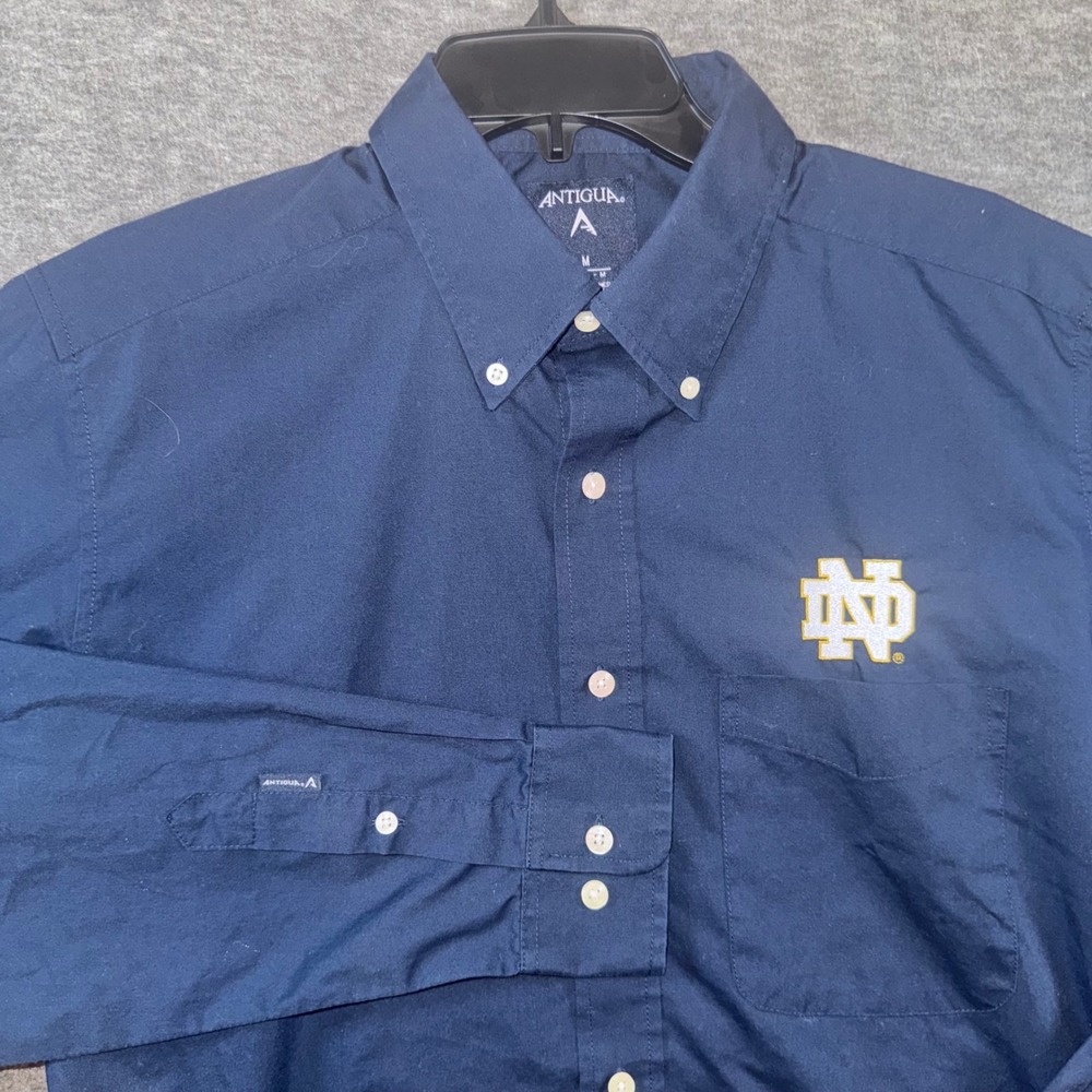 Notre Dame Fighting Irish Antigua Button Down Shirt Mens Medium Navy
